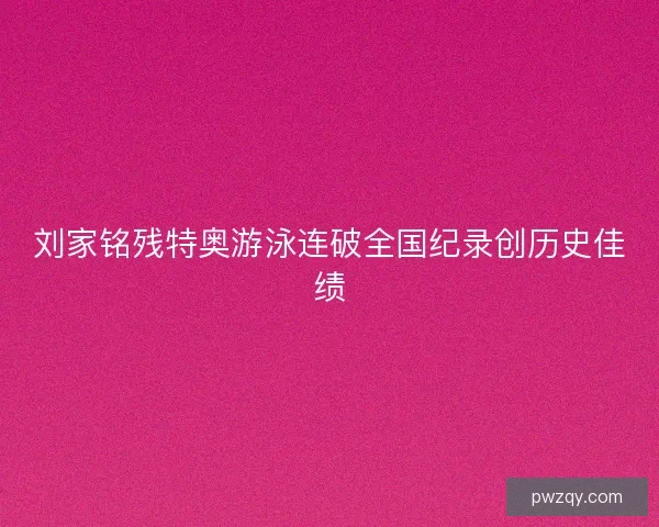 刘家铭残特奥游泳连破全国纪录创历史佳绩