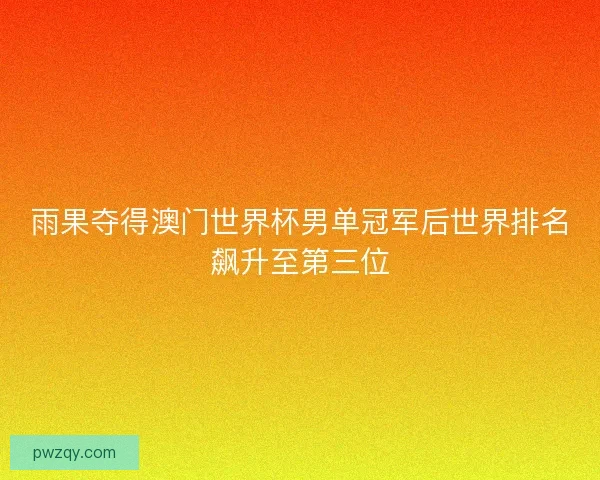 雨果夺得澳门世界杯男单冠军后世界排名飙升至第三位 雨果夺得澳门世界杯男单冠军后世界排名飙升至第三位