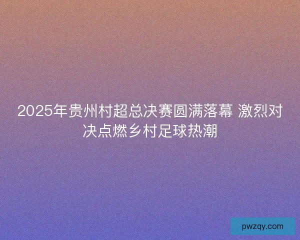 2025年贵州村超总决赛圆满落幕 激烈对决点燃乡村足球热潮 2025年贵州村超总决赛圆满落幕 激烈对决点燃乡村足球热潮