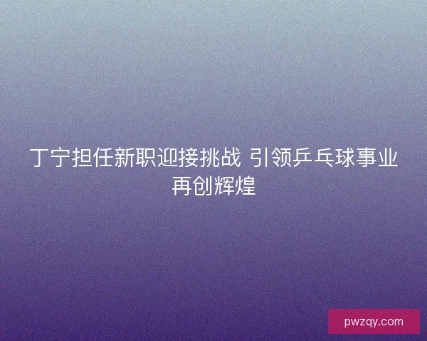 丁宁担任新职迎接挑战 引领乒乓球事业再创辉煌 丁宁担任新职迎接挑战 引领乒乓球事业再创辉煌