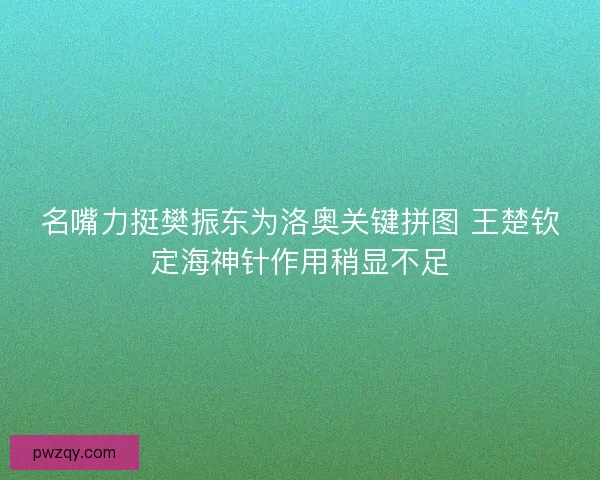 名嘴力挺樊振东为洛奥关键拼图 王楚钦定海神针作用稍显不足